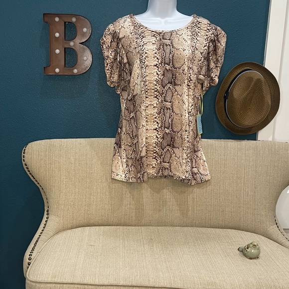 CeCe Python Print Stylized Sleeves Large Shirt New With Tags - Picture 1 of 5